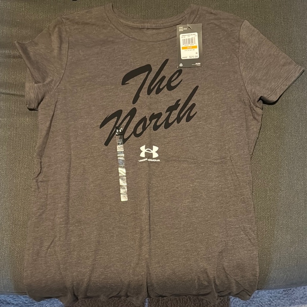 Under Armour Kids Charcoal Tee with Black Print